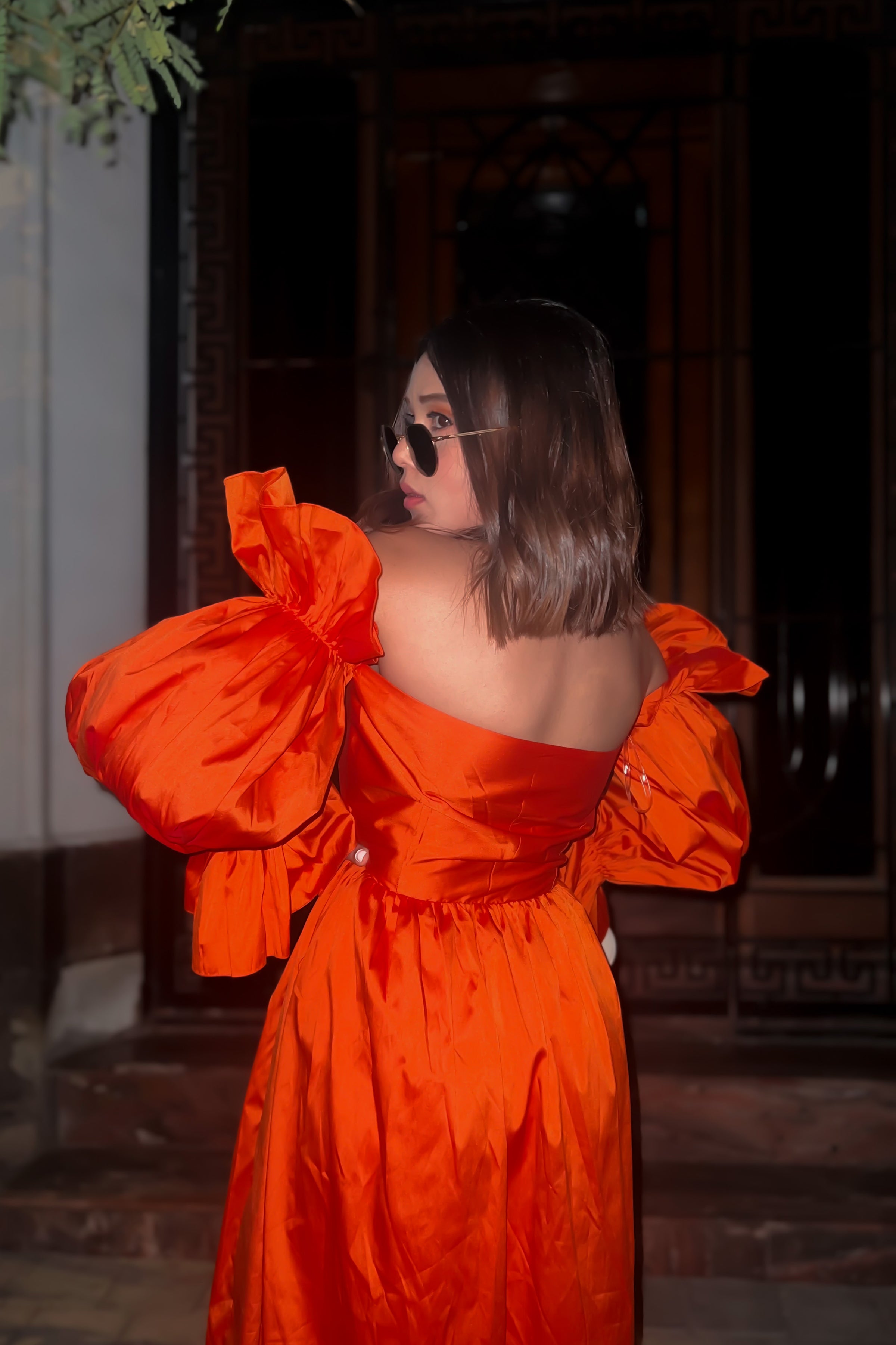 Autumn Sunset Off Shoulder Maxi Dress - Kaoribyshreya