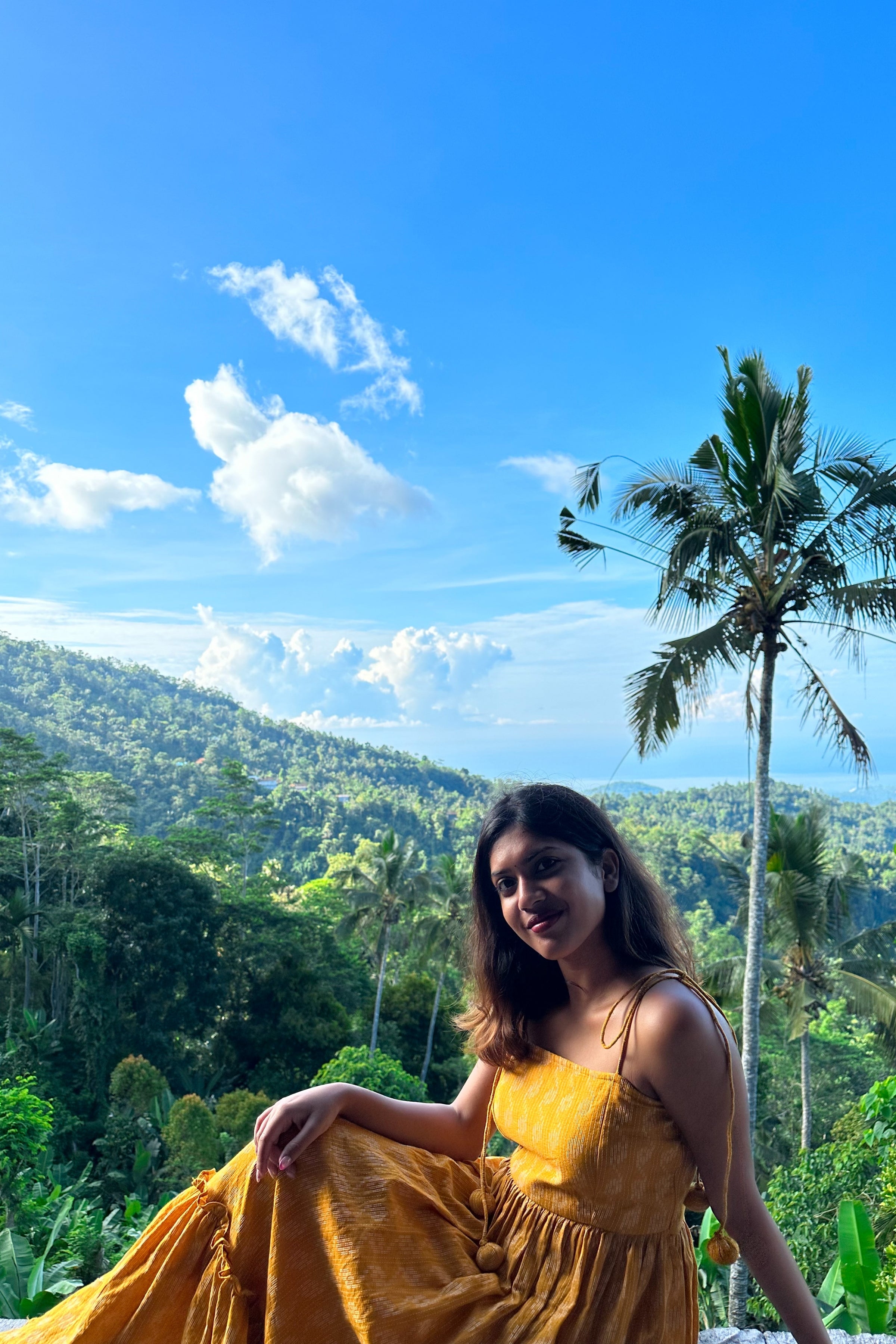 Signal Yellow Shoulder Tie Up Flared Dress - Kaoribyshreya