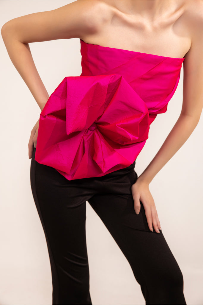 Pink glo pleated bustier