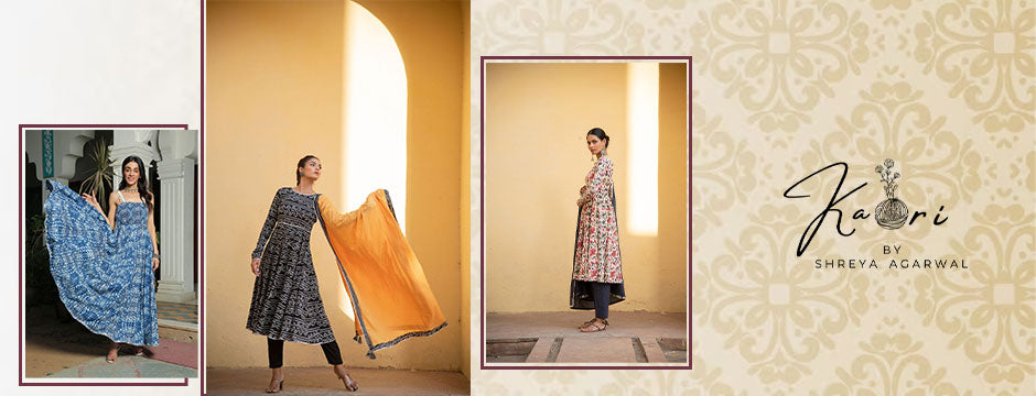 floral cotton anarkali dress