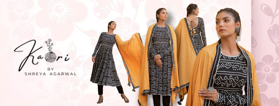 floral cotton Anarkali suit