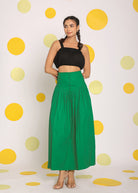 Black Crop Top and Corset Fitted Green Long Skirt Cotton Co-ord Set - Kaoribyshreya