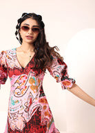 Candy Pink Multi-Colored Cotton Mini Dress - Kaoribyshreya