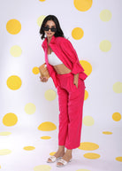 Hot Pink Shirt and Pant 2 Piece Set Summer Relaxed Linen Co-ord Set - Kaoribyshreya