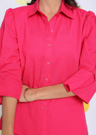 Hot Pink Shirt and Pant 2 Piece Set Summer Relaxed Linen Co-ord Set - Kaoribyshreya