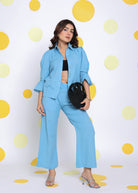 Sky Blue Shirt and Pant 2 Piece Set Summer Relaxed Linen Co-ord Set - Kaoribyshreya