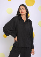 Black Summer Relaxed Collared Everyday Wear Shirt - Kaoribyshreya