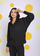 Black Summer Relaxed Collared Everyday Wear Shirt - Kaoribyshreya