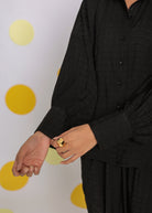Black Summer Relaxed Collared Everyday Wear Shirt - Kaoribyshreya