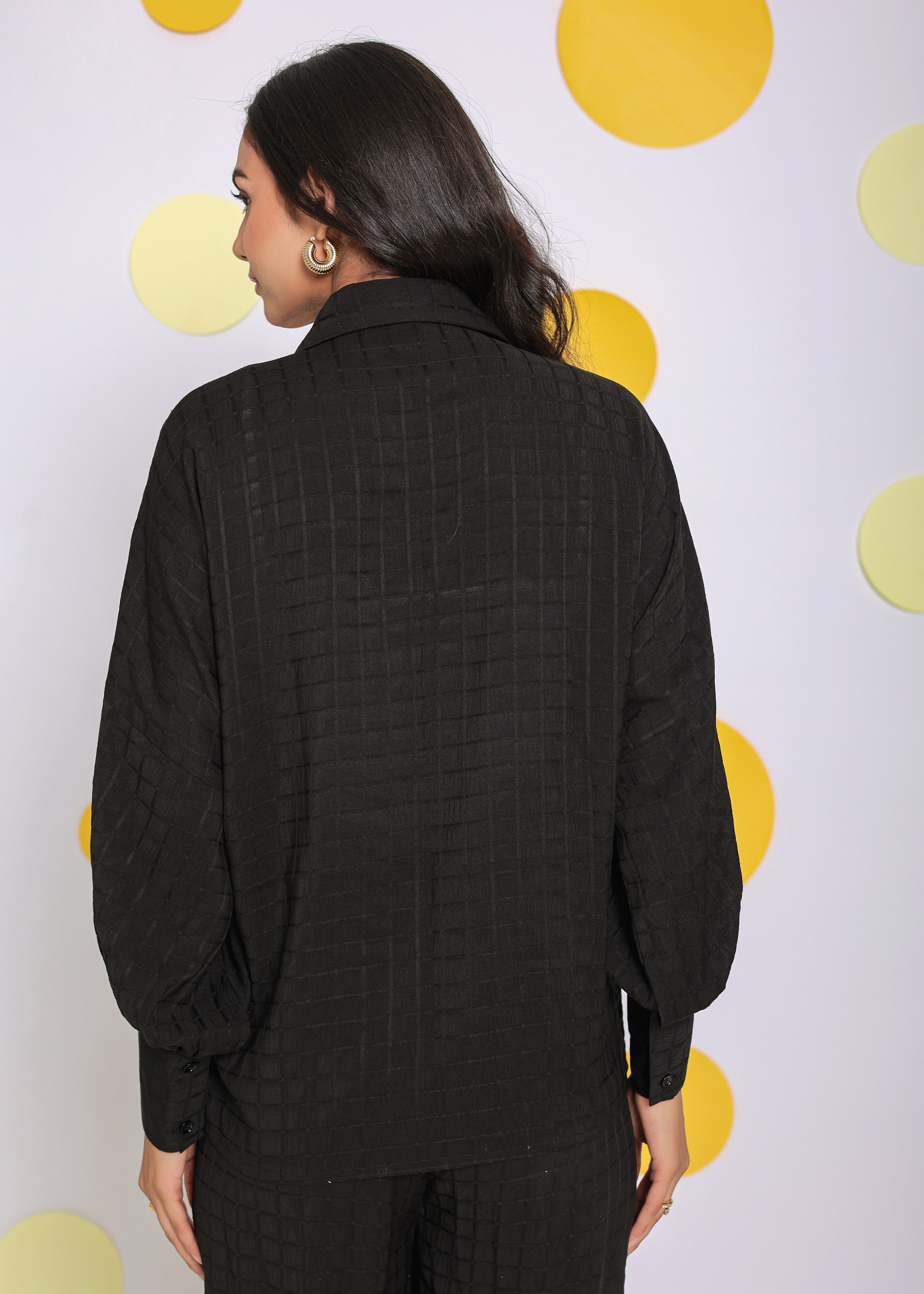 Black Summer Relaxed Collared Everyday Wear Shirt - Kaoribyshreya