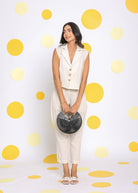 Off White Formal Top and Pant Two Piece Set Summer Relaxed Linen Co-ord Set - Kaoribyshreya