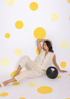 Off White Formal Top and Pant Two Piece Set Summer Relaxed Linen Co-ord Set - Kaoribyshreya