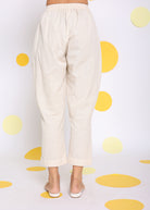 Off White Summer Relaxed Formal Linen Pants - Kaoribyshreya