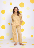 Beige Summer Relaxed  Waist Cross Tie Up  Wide Leg Formal 100% Cotton Pants - Kaoribyshreya