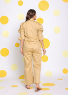 Beige Shirt and Pant 2 Piece Set Summer Relaxed 100% Cotton Co-ord Set - Kaoribyshreya