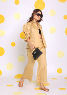 Beige Summer Relaxed Collared Everyday Wear Shirt - Kaoribyshreya
