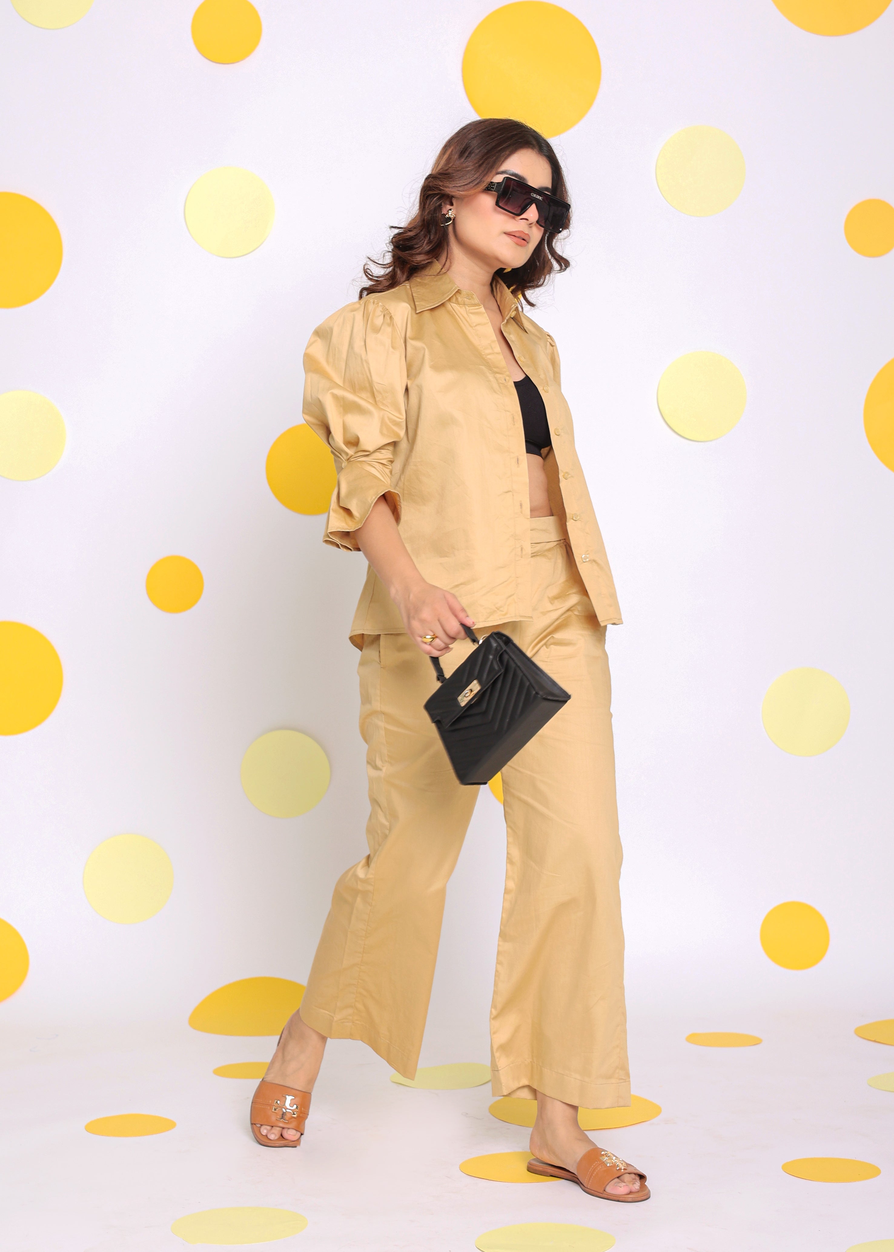 Beige Summer Relaxed Collared Everyday Wear Shirt - Kaoribyshreya
