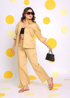 Beige Summer Relaxed Collared Everyday Wear Shirt - Kaoribyshreya