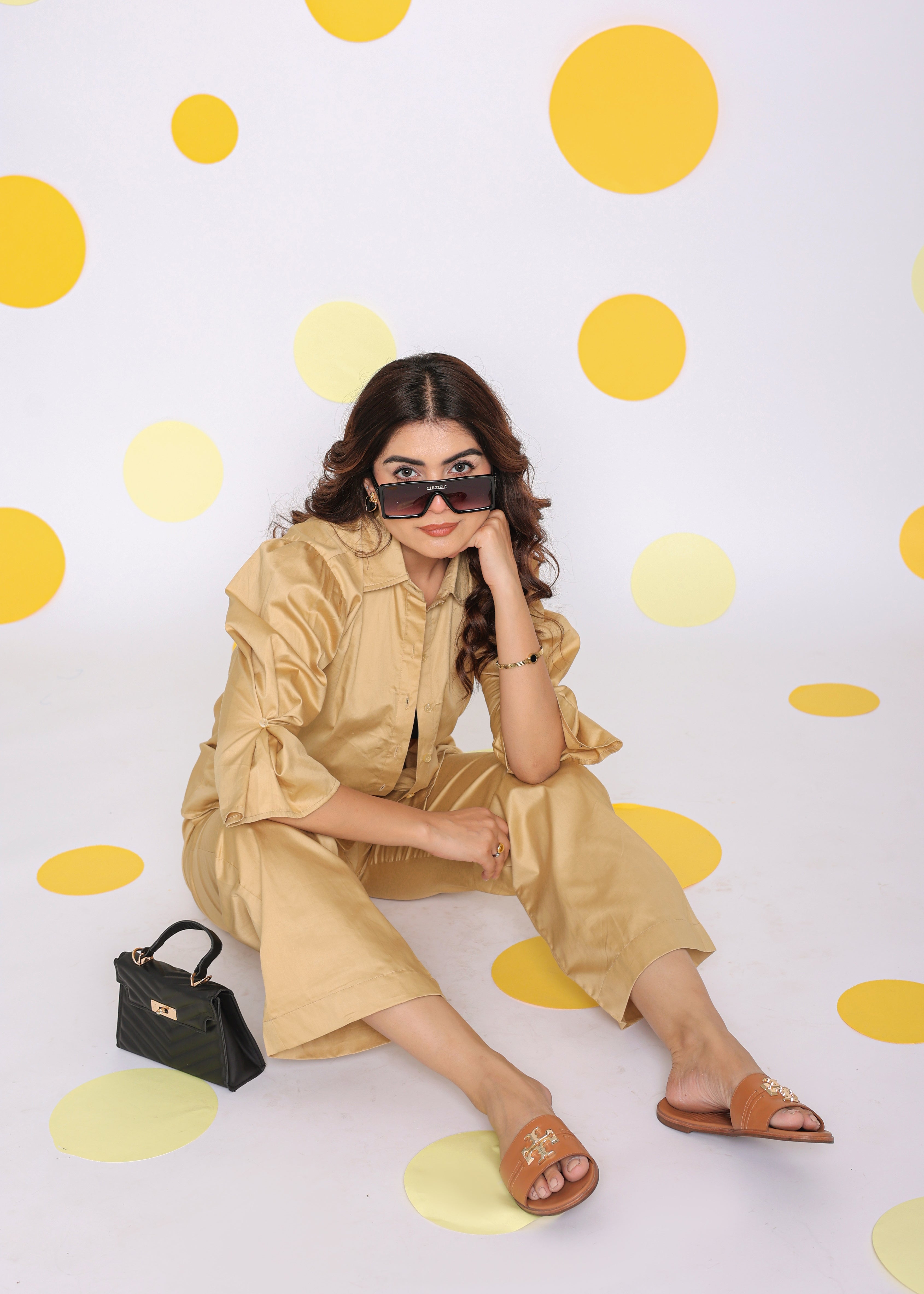 Beige Summer Relaxed Collared Everyday Wear Shirt - Kaoribyshreya