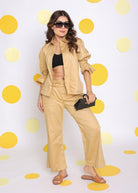 Beige Shirt and Pant 2 Piece Set Summer Relaxed 100% Cotton Co-ord Set - Kaoribyshreya