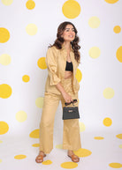 Beige Summer Relaxed  Waist Cross Tie Up  Wide Leg Formal 100% Cotton Pants - Kaoribyshreya