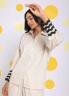 Off White  Shirt and Pant 2 Piece Set Summer Relaxed Linen Co-ord Set - Kaoribyshreya
