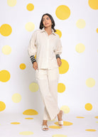 Off White Summer Relaxed Wide Leg Linen Pants - Kaoribyshreya