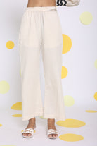 Off White Summer Relaxed Wide Leg Linen Pants - Kaoribyshreya