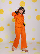Rust Orange Summer Relaxed Wide Leg 100% Cotton Pants - Kaoribyshreya