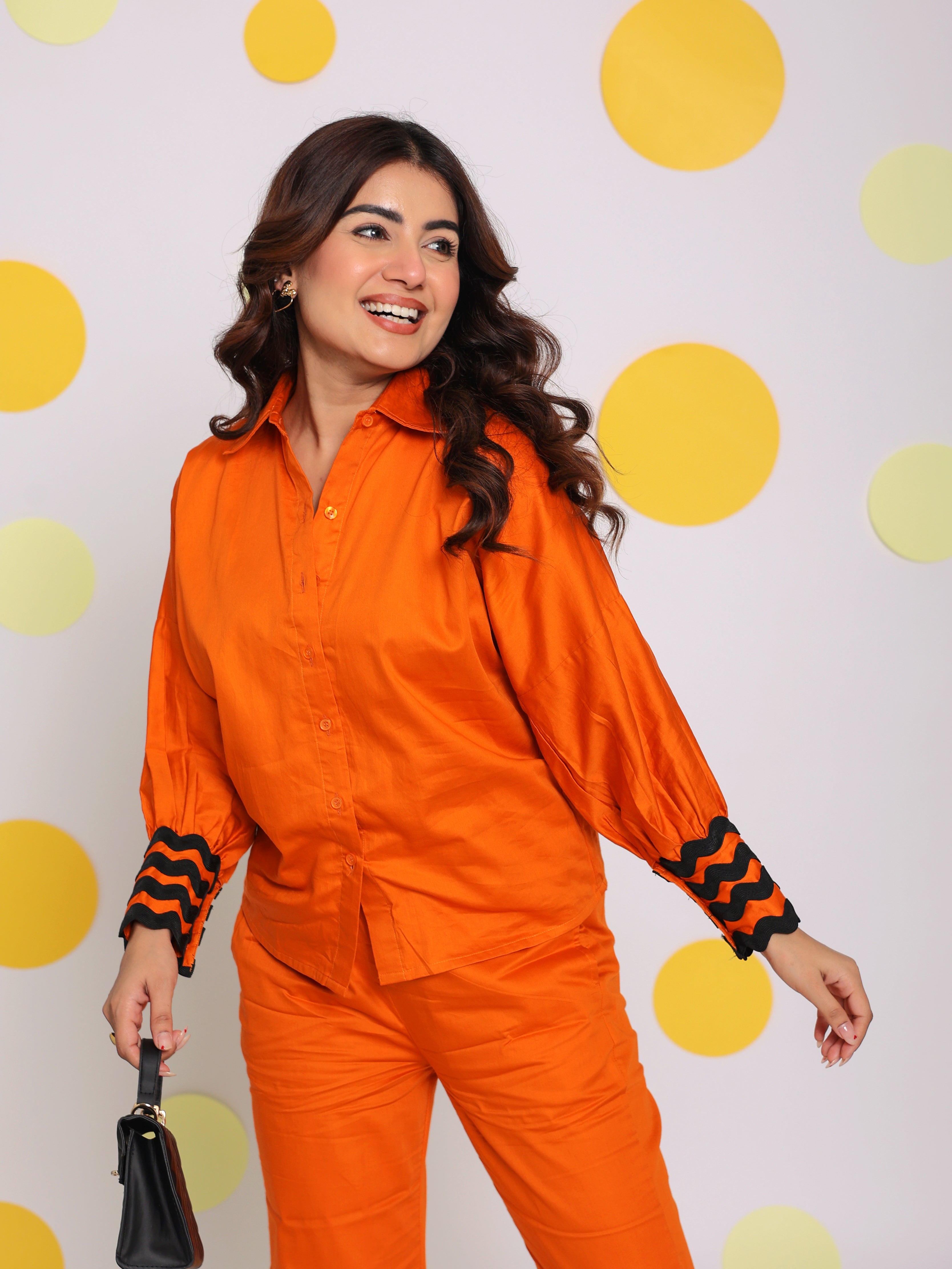 Rust Shirt And Pant Summer Relaxed 100% Cotton Co-ord Set - Kaoribyshreya