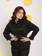 Black Shirt and Pant Two Piece Set Summer Everyday Wear 100% Cotton Co-ord Set - Kaoribyshreya