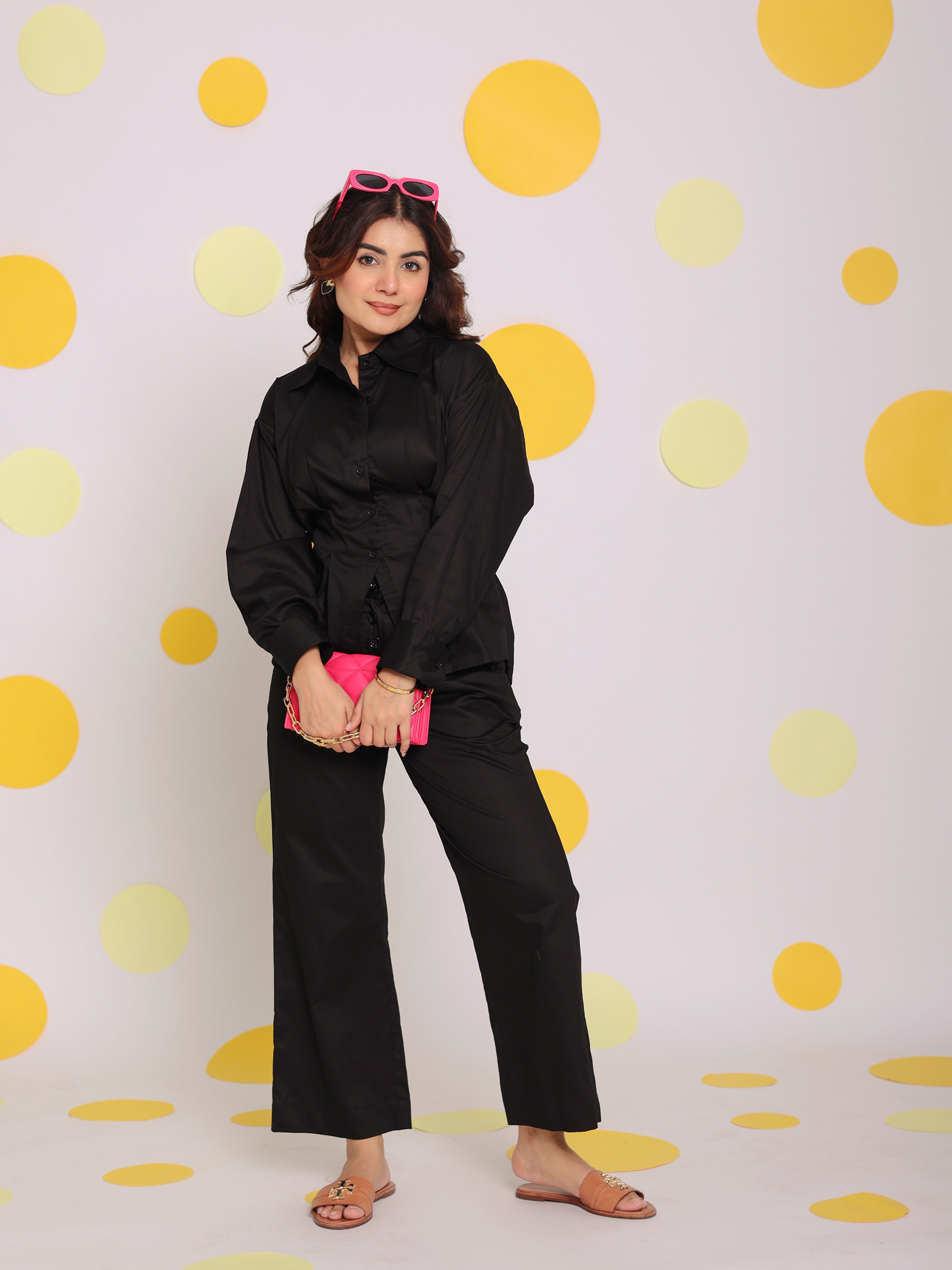 Black Summer Relaxed Wide Leg Everyday Wear 100% Cotton Pants - Kaoribyshreya
