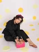 Black Summer Bust Fitted Collared Everyday Wear 100% Cotton Shirt - Kaoribyshreya