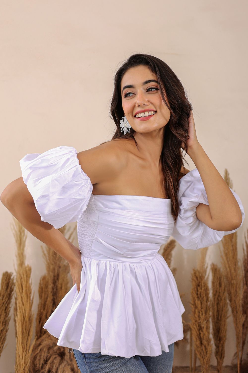 White 3 Way Styling Bust Fitted Top with Detachable Short