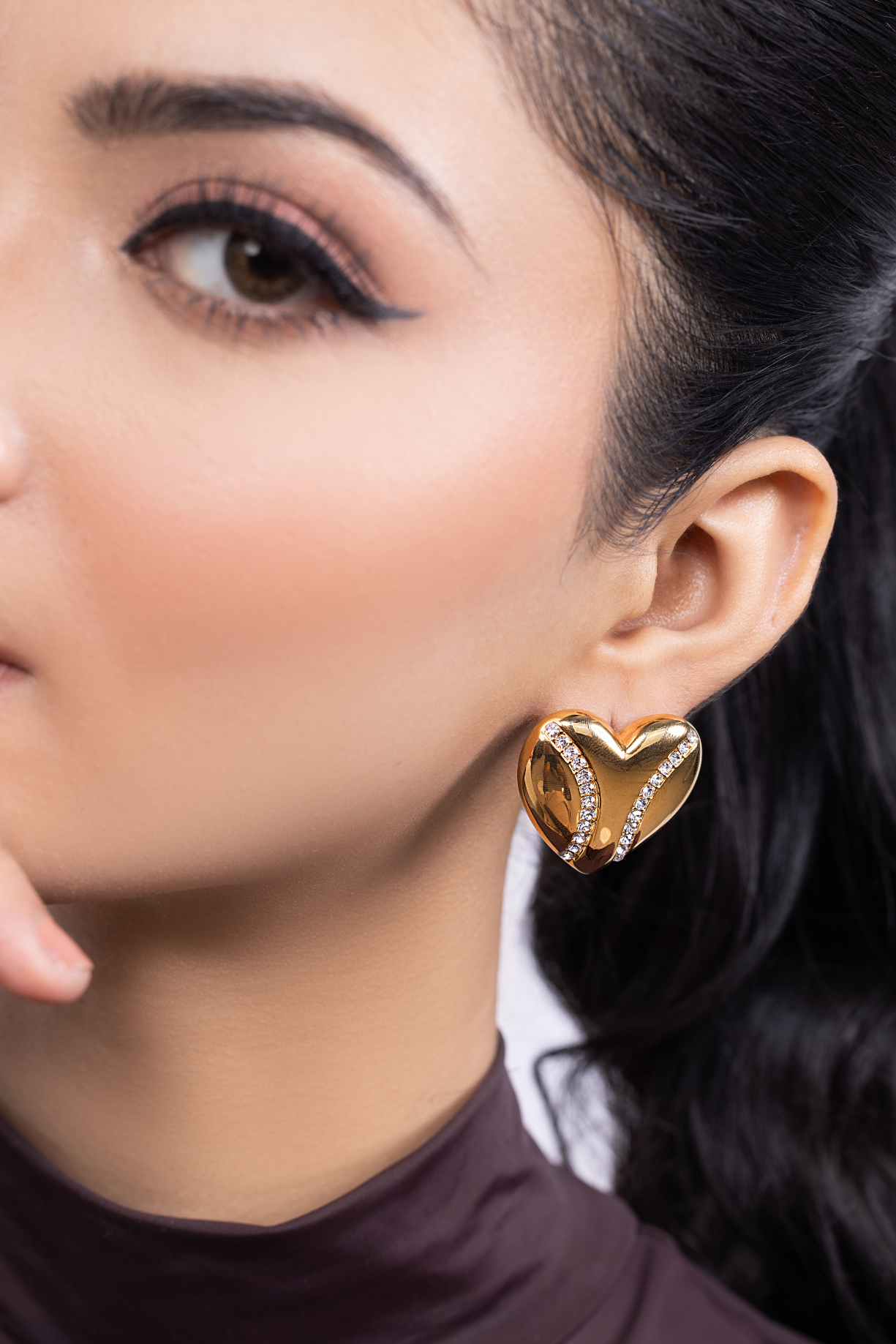 Diamond Studded Heart Shaped Earring - Kaoribyshreya