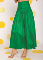 Green Corset Belt Resortwear Cotton High Waist Long Skirt - Kaoribyshreya