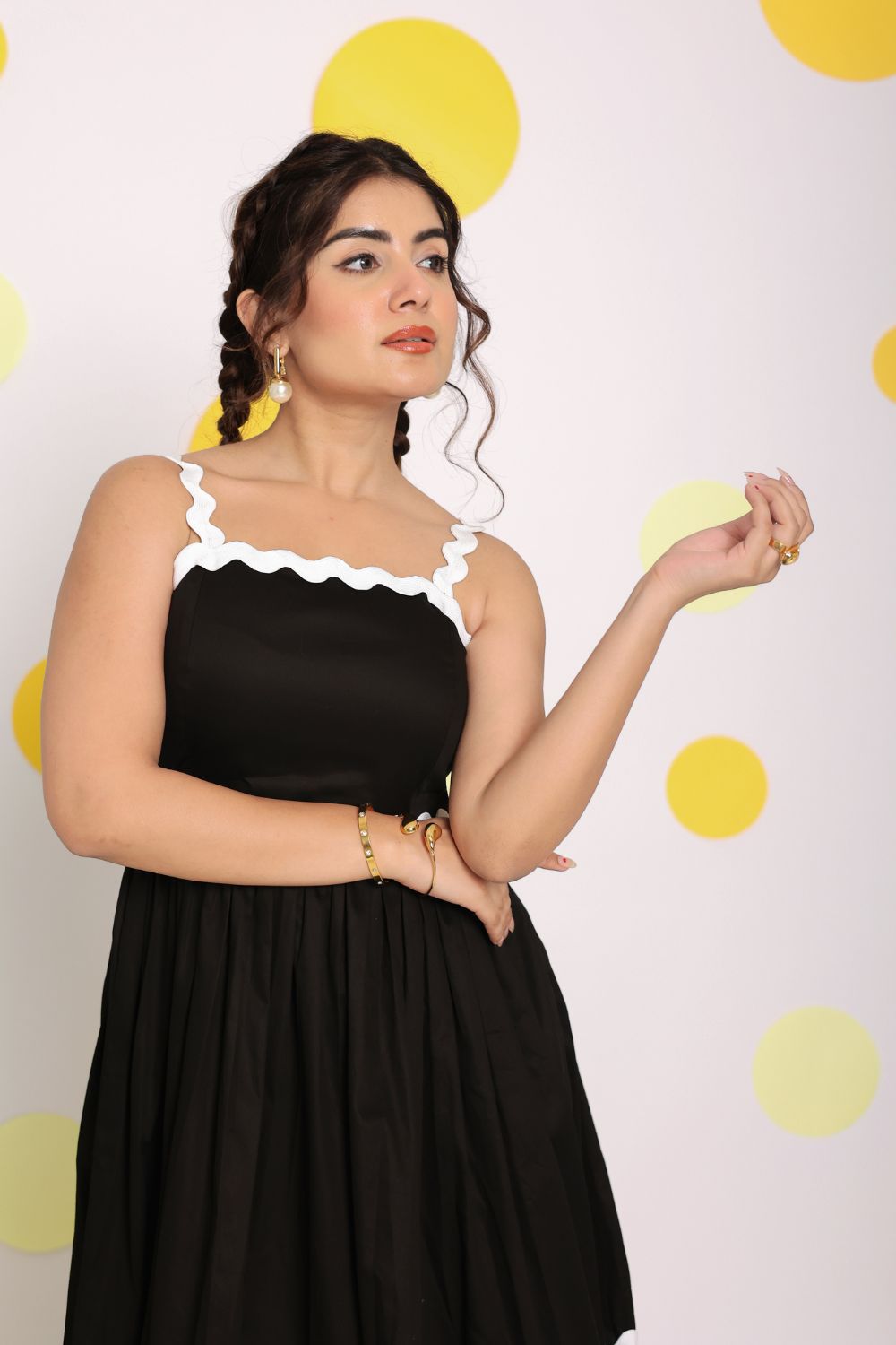 美品✨6 (ROKU) COTTON SLITDRESS BLACK 36 Znx Women Solid Black Fornt Slit Dress – Znx Wholesale