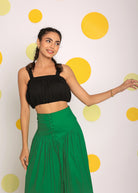 Solid Black Sleeveless Summer Cotton Crop Top - Kaoribyshreya