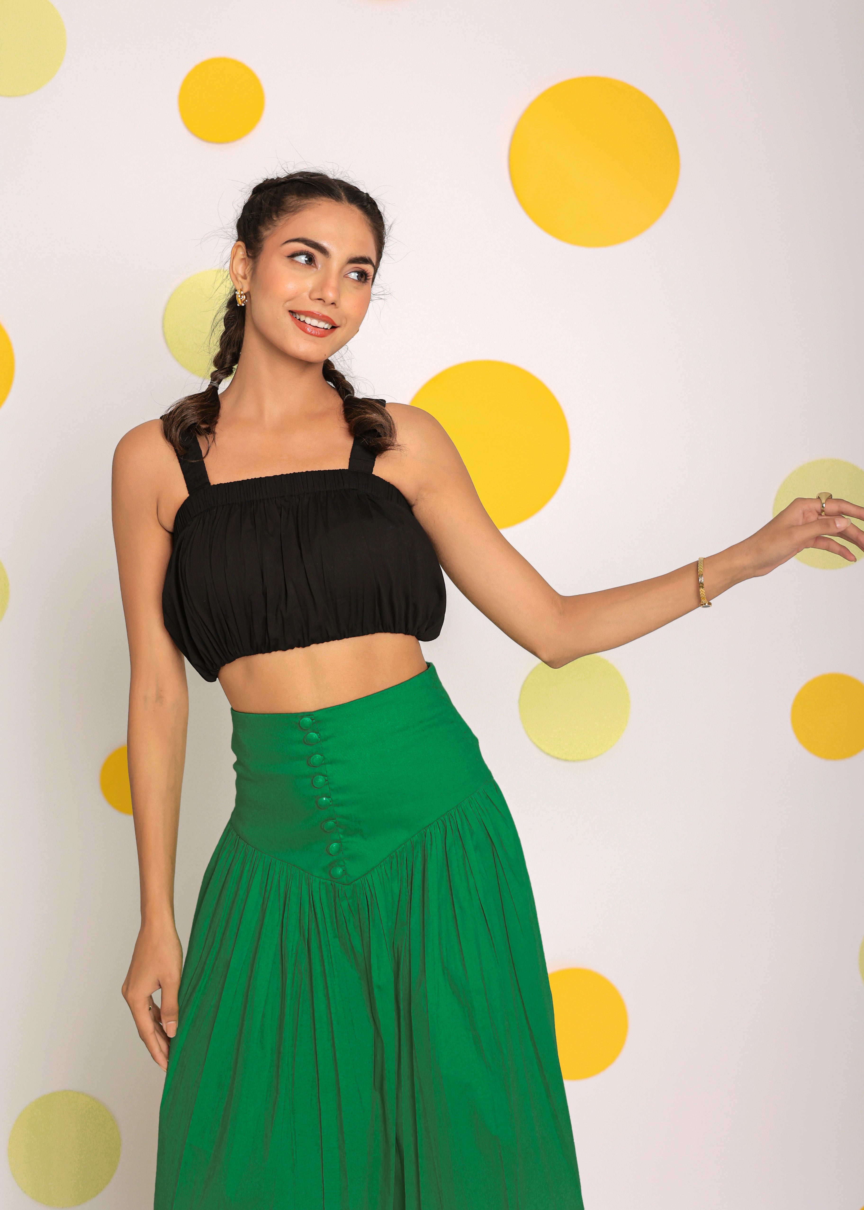 Solid Black Sleeveless Summer Cotton Crop Top - Kaoribyshreya