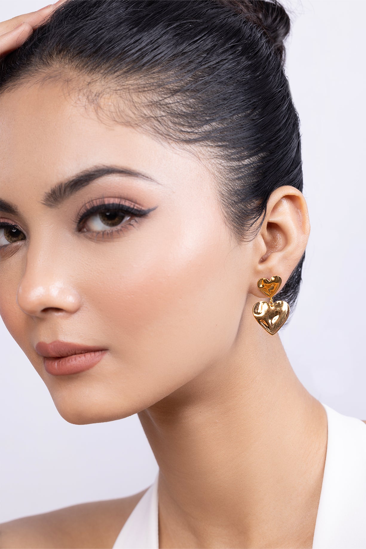 Chunky Double Heart Drop Earring - Kaoribyshreya