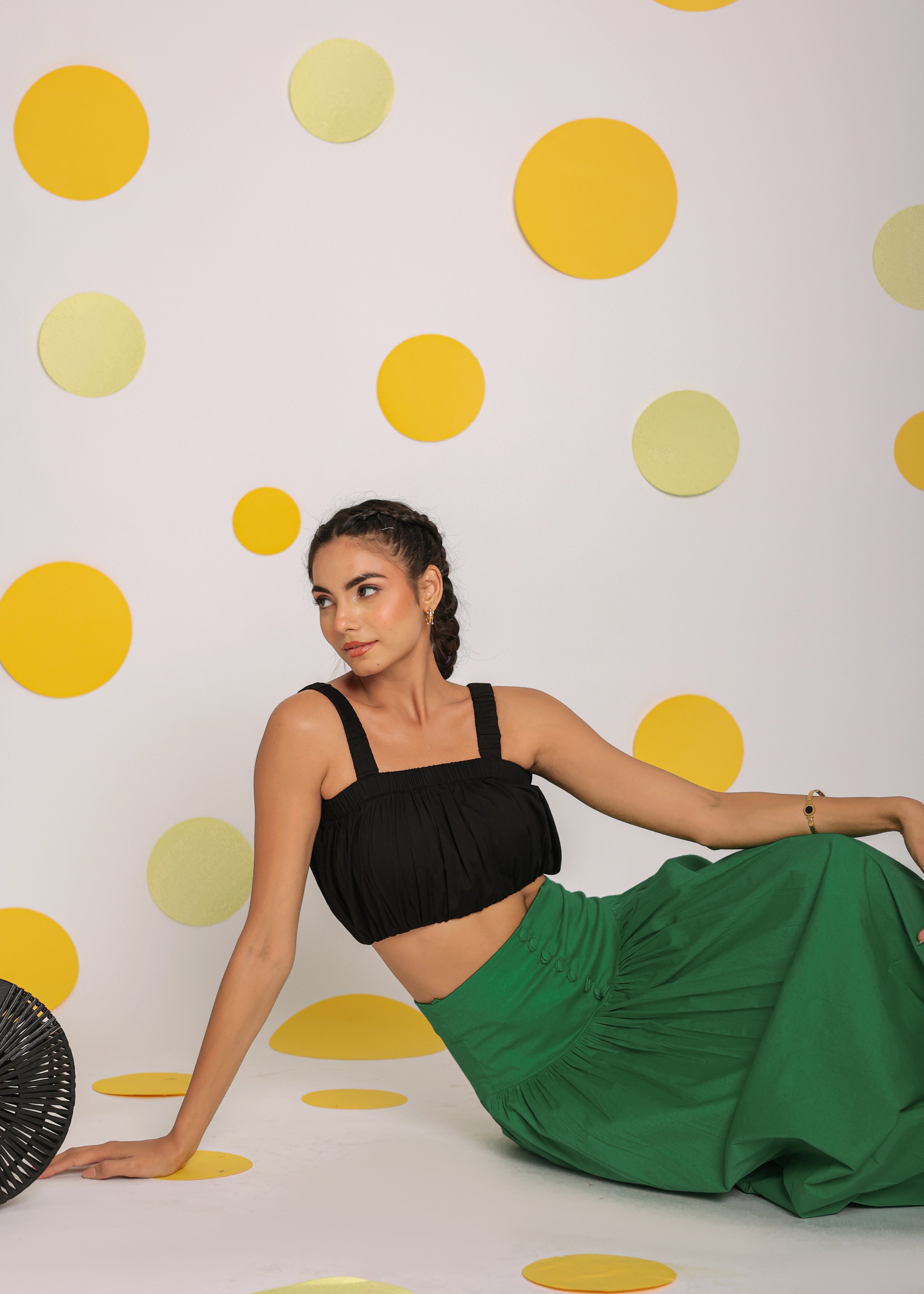 Solid Black Sleeveless Summer Cotton Crop Top - Kaoribyshreya