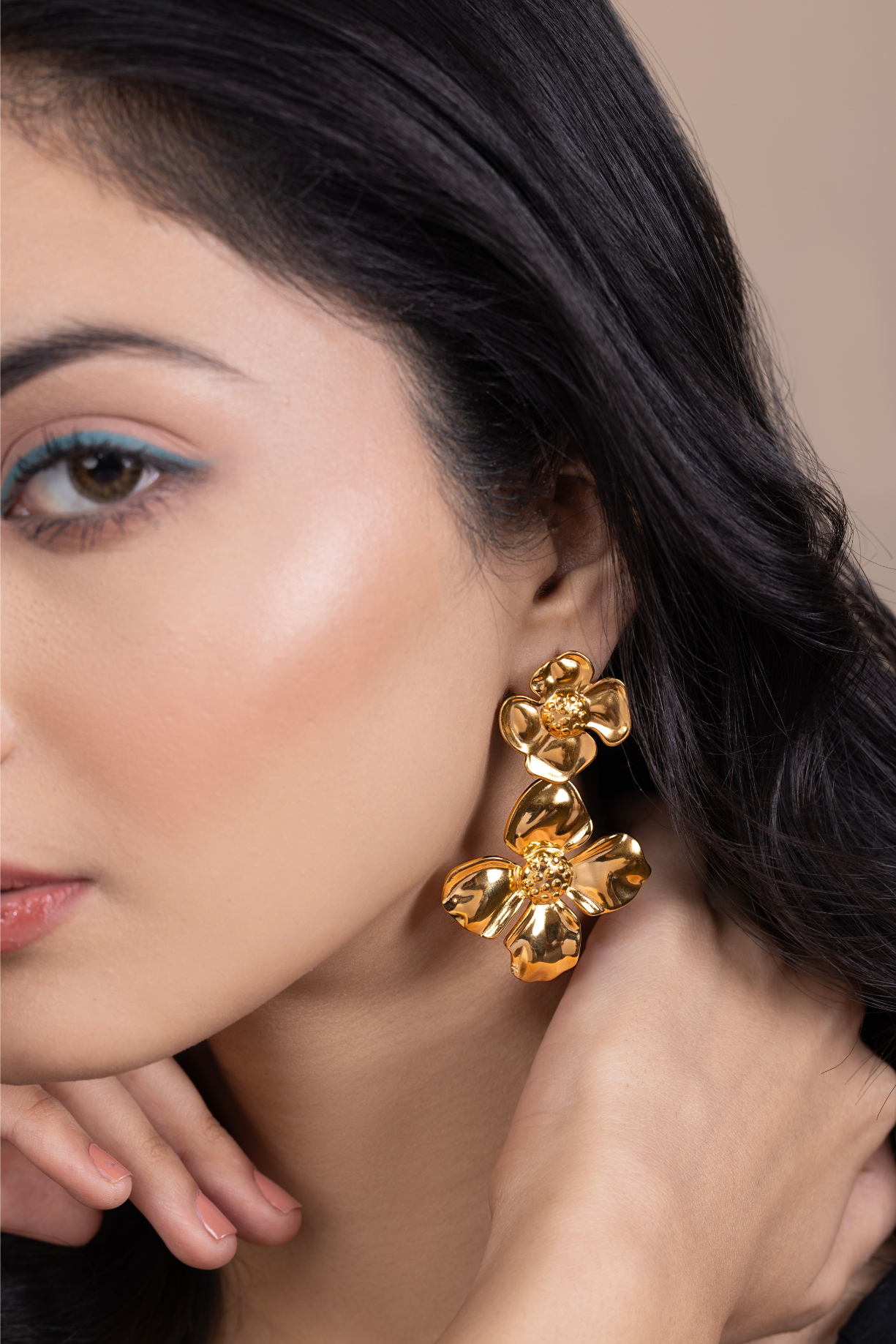 Double Flower Hang Earrings - Kaoribyshreya