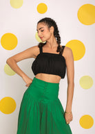 Solid Black Sleeveless Summer Cotton Crop Top - Kaoribyshreya