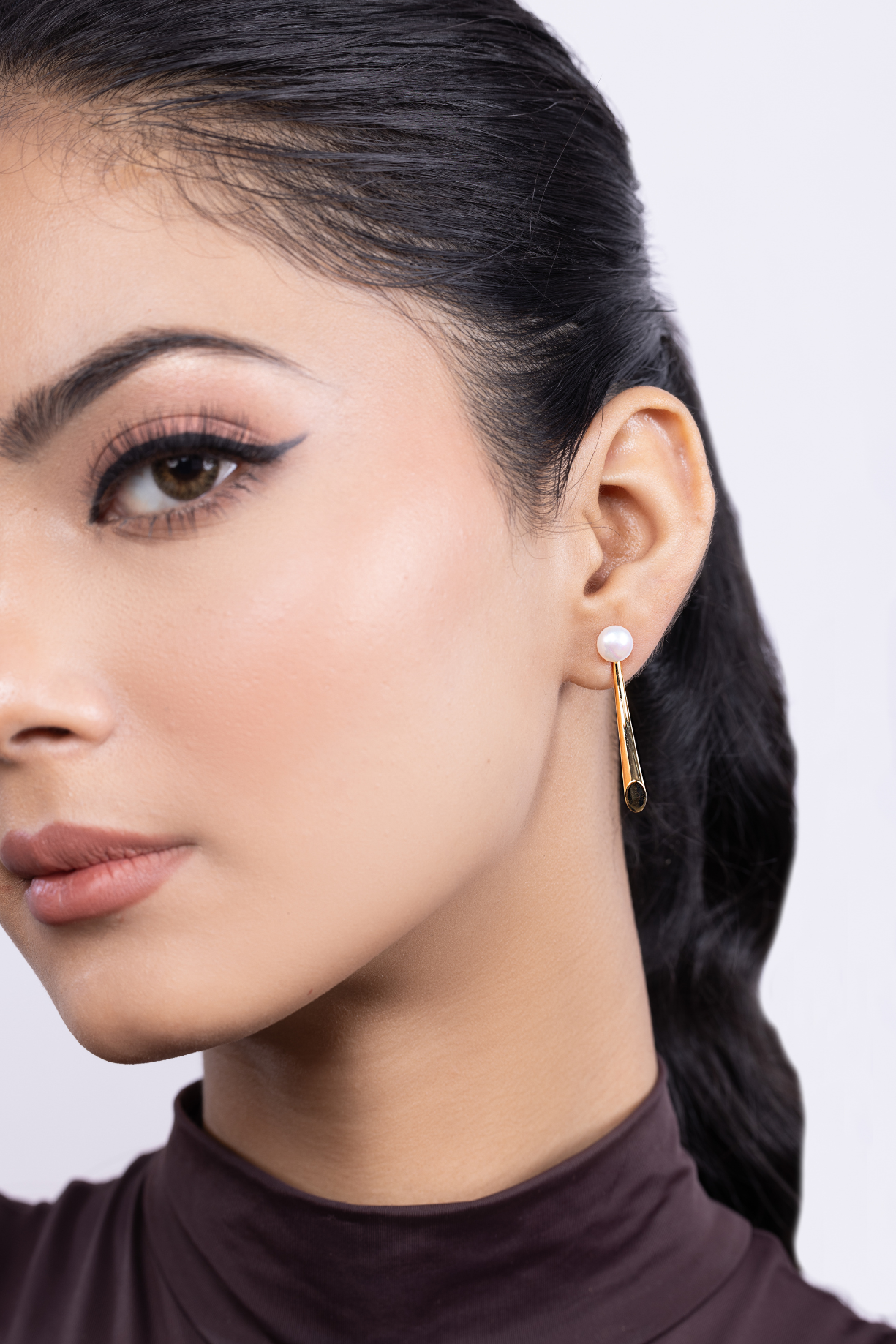 Mother of Pearl Long Hoop Earring - Kaoribyshreya