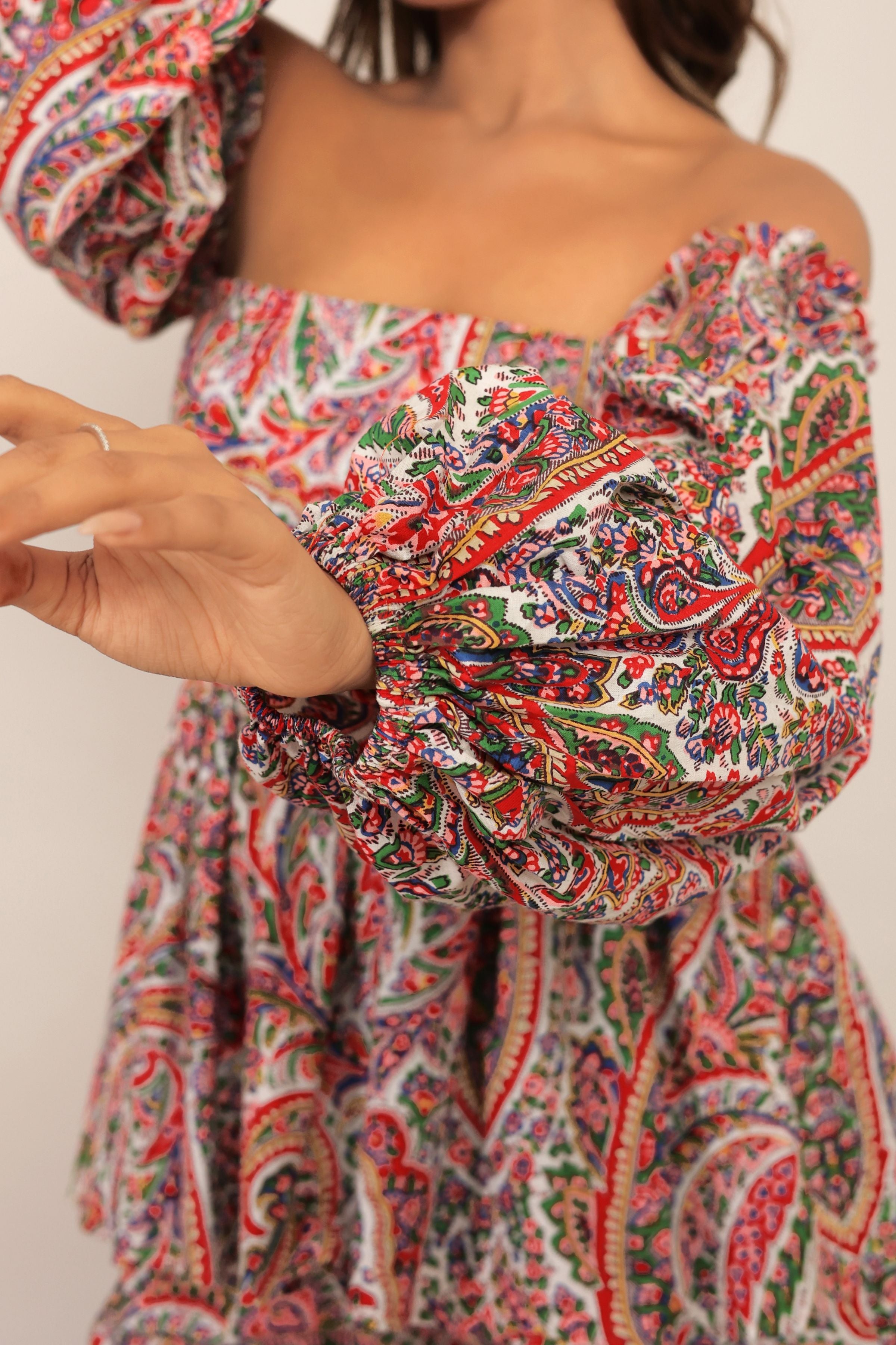 Multicolor Western Off Shoulder  Peplum Top - Kaoribyshreya