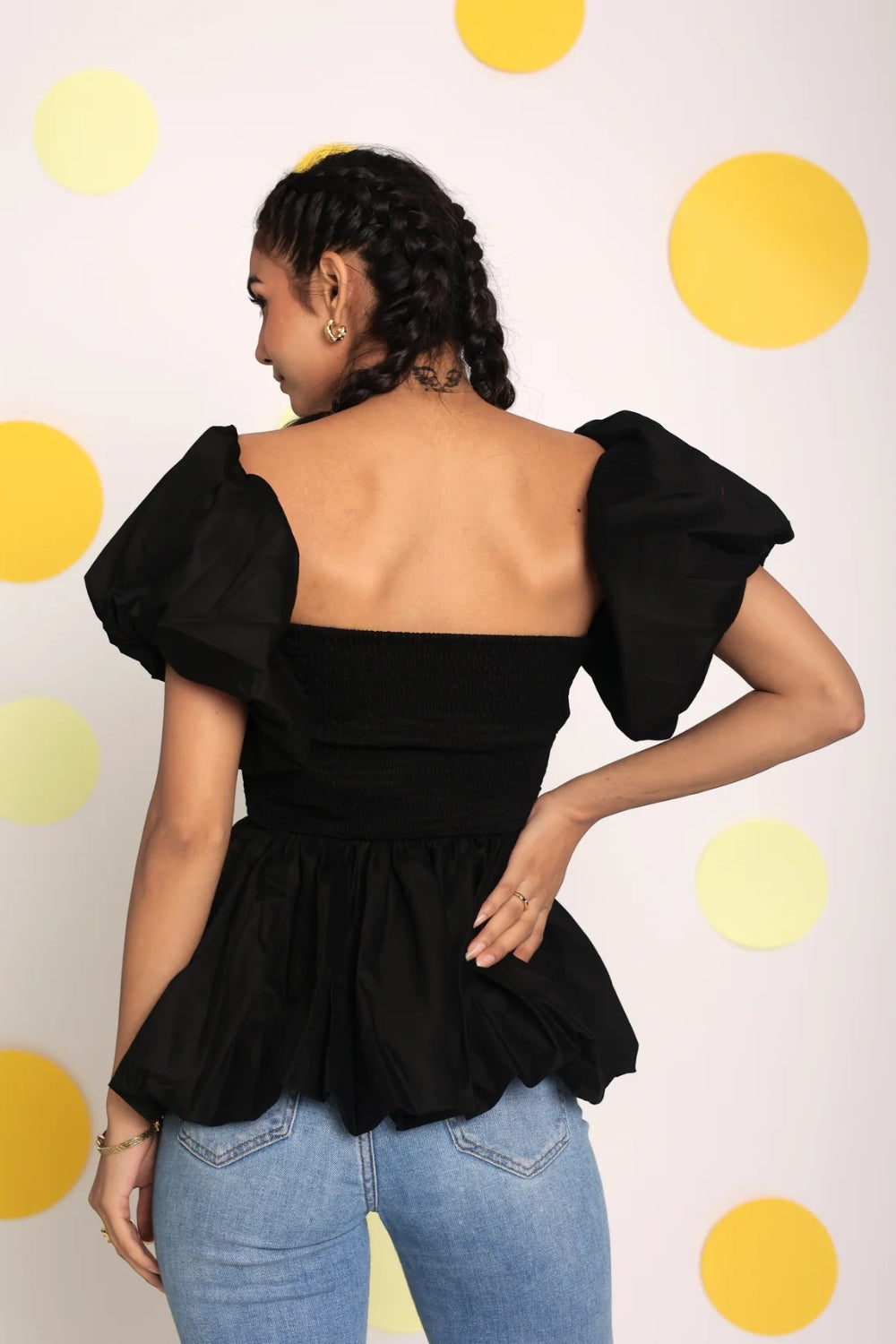 トップス ESMOK balloon tops black Black Balloon Top – Do & Bee