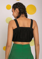 Solid Black Sleeveless Summer Cotton Crop Top - Kaoribyshreya