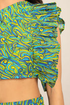 Green Western Cord-Set - Bust Fitted Top and Fitted Skirt - Kaoribyshreya