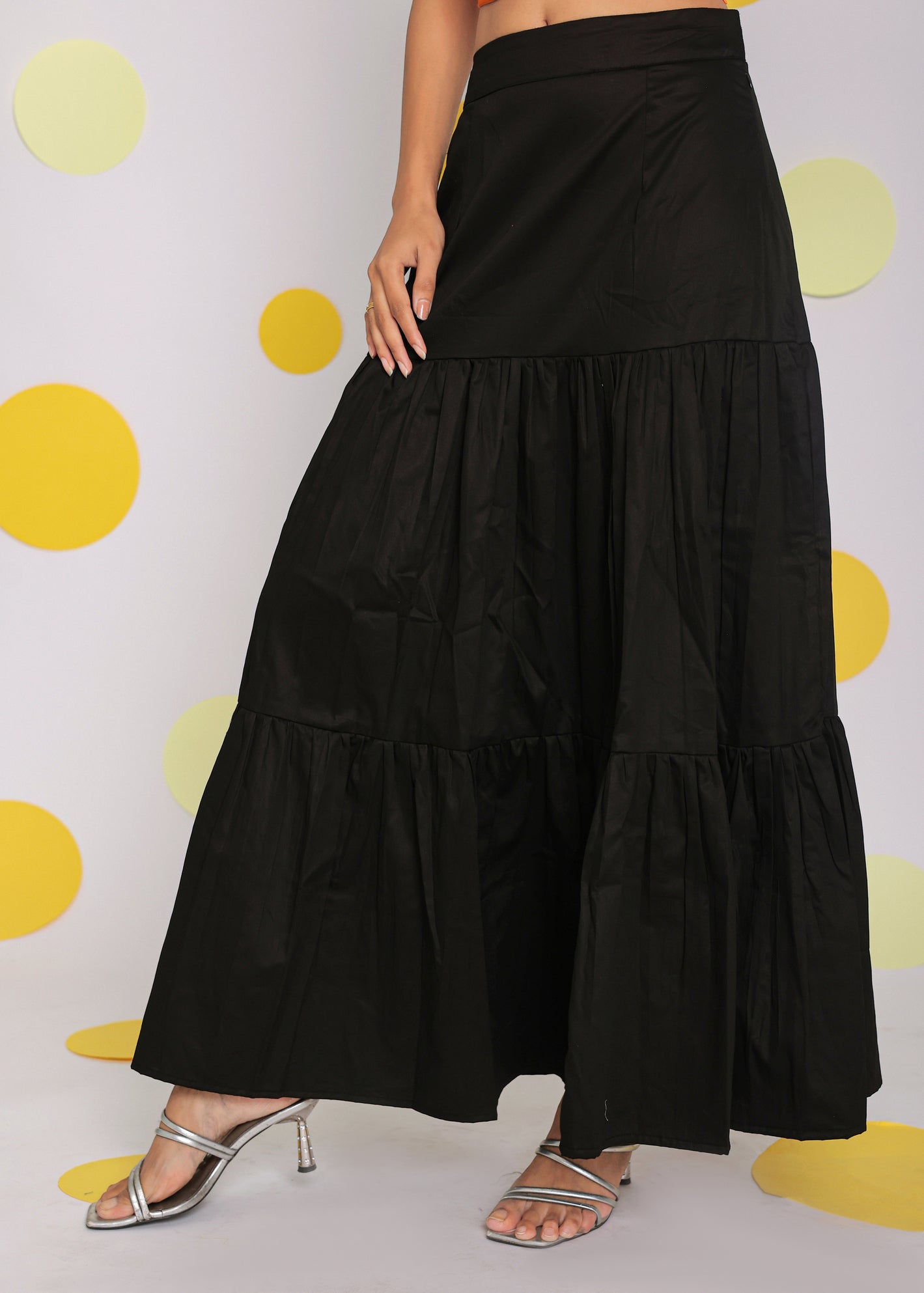 Orange and Black Solid Tube Bralette and Maxi Skirt 100% Cotton  Resort wear Co-ord Set - Kaoribyshreya