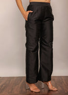 Black Solid Western Co-Ord Set Top and Pant With Waist Tie Up Belt - Kaoribyshreya